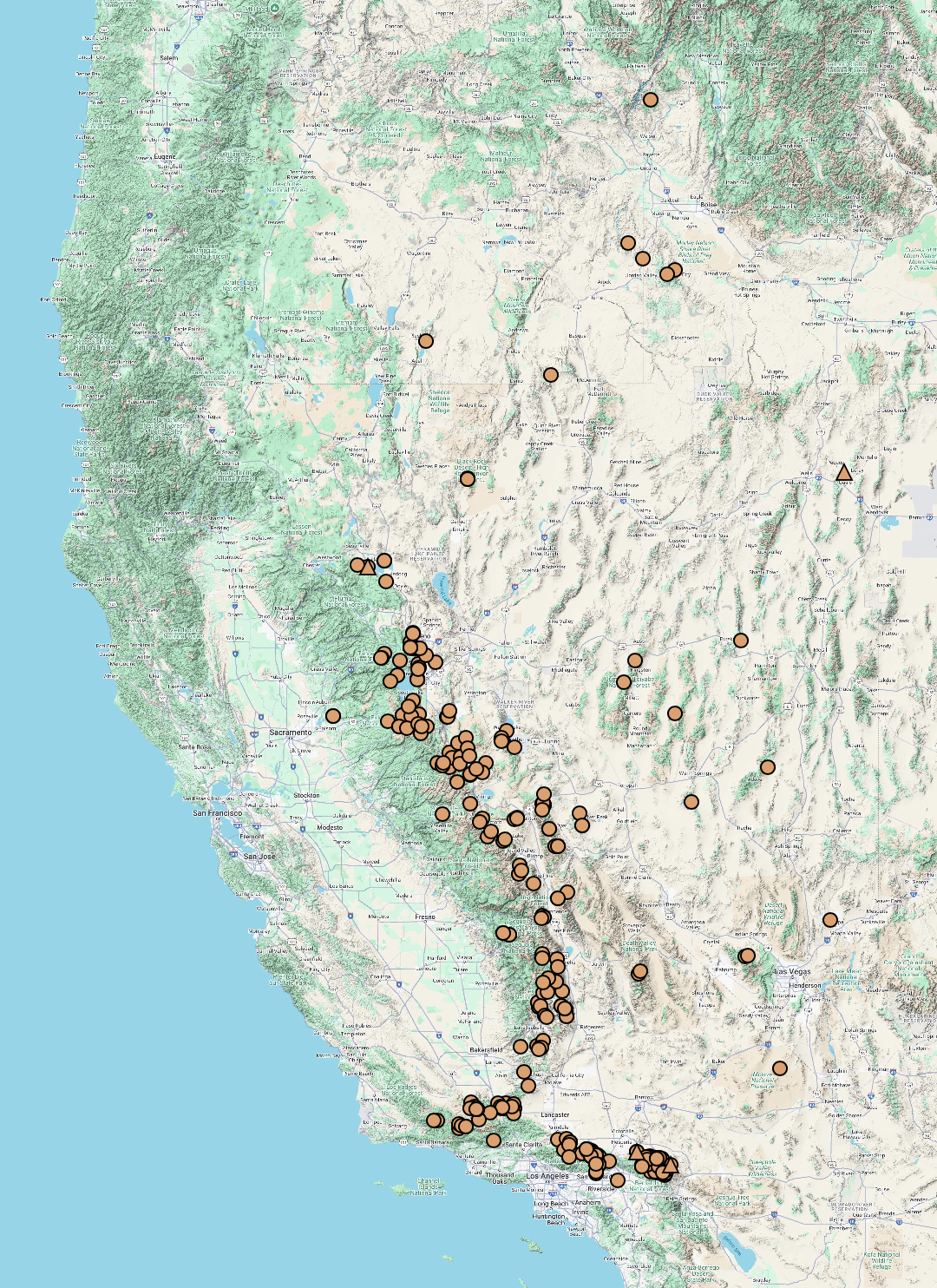 Distribution map, SEINet