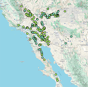 SEINet distribution map