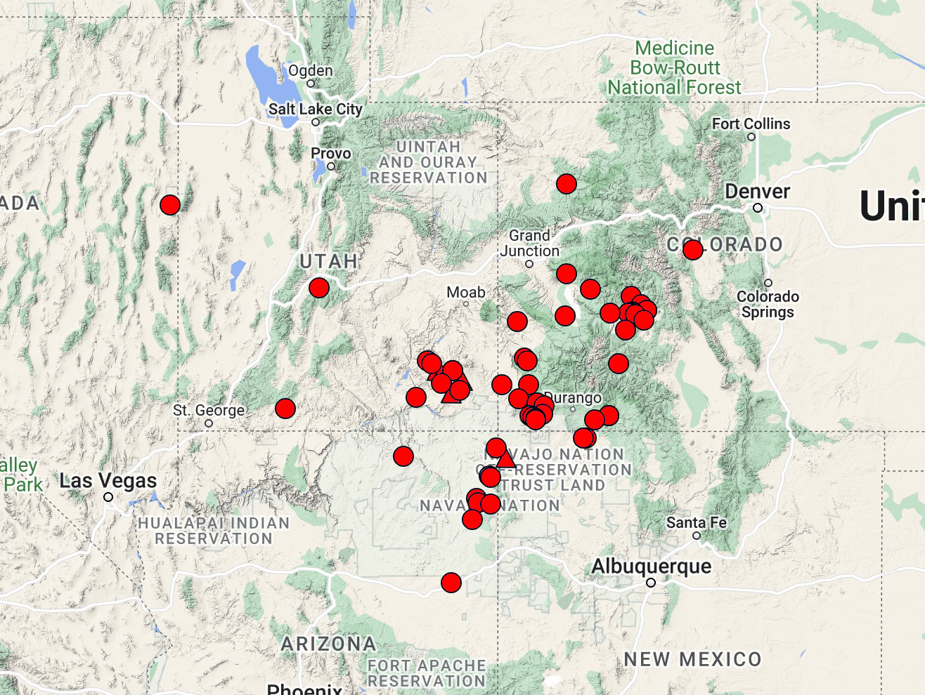 Distribution of Oreocarya bakeri 2