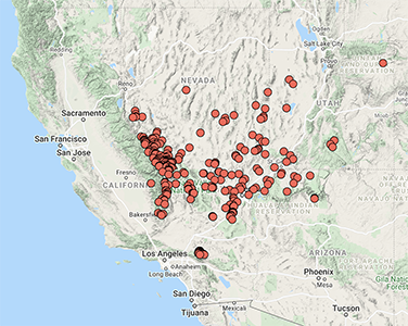 Oreocarya confertiflora distribution map CCH2