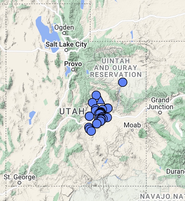 Oreocarya jonesiana Distribution Map SEINet