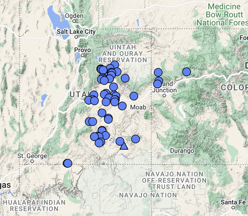 Distribution Map of Oreocarya mensana BONAP