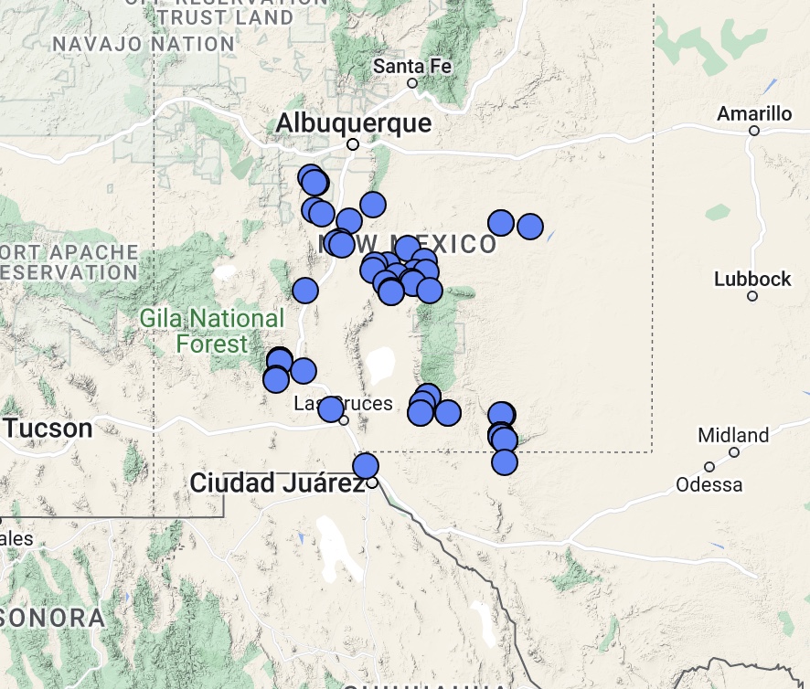 Distribution map of Oreocarya paysonii seinet