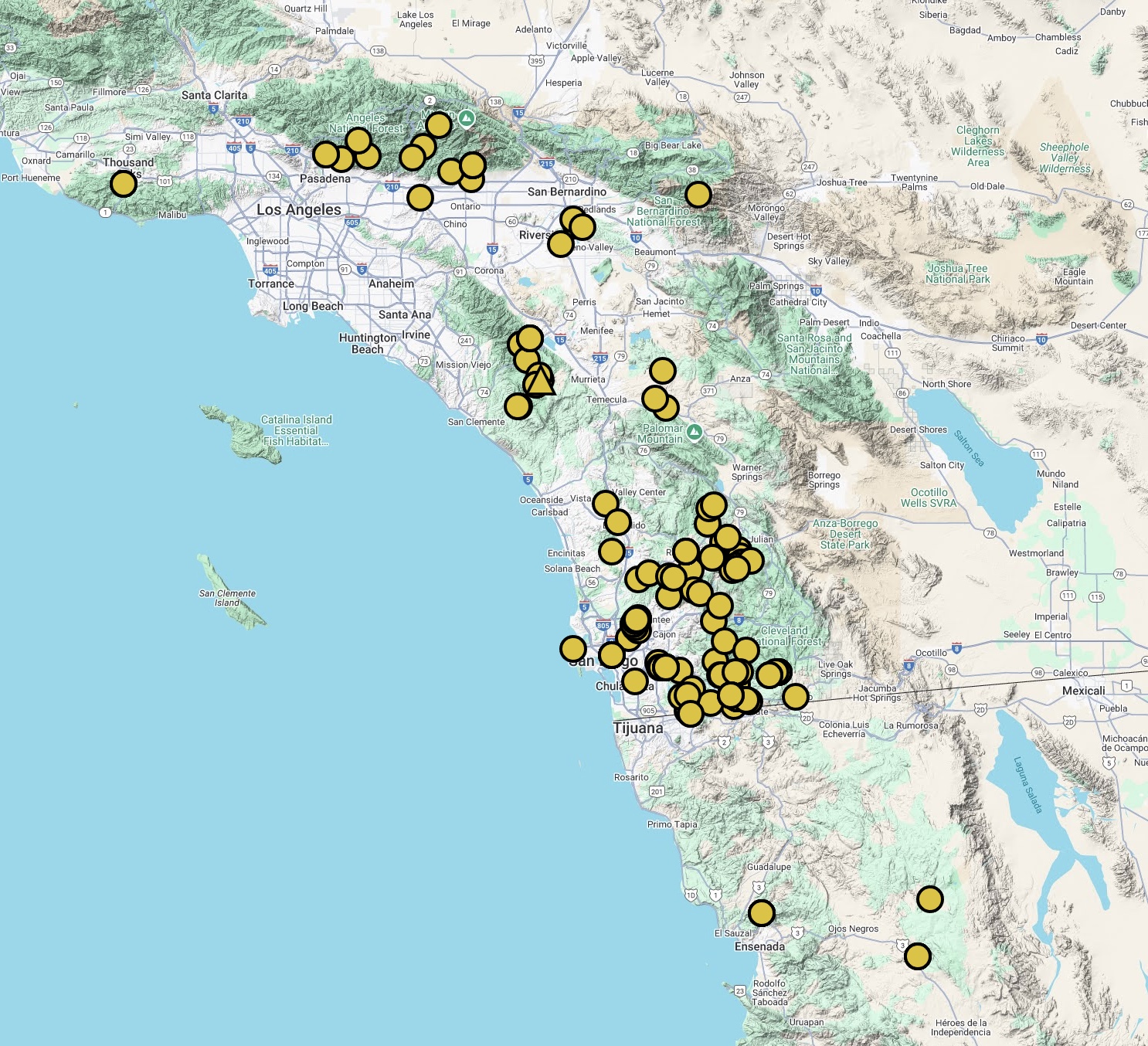 Pentagramma rebmanii distrubution map cch2