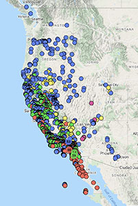 Claytonia perfoliata distribution map cch2