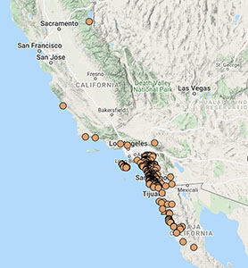 Diplacus puniceus distribution map cch2