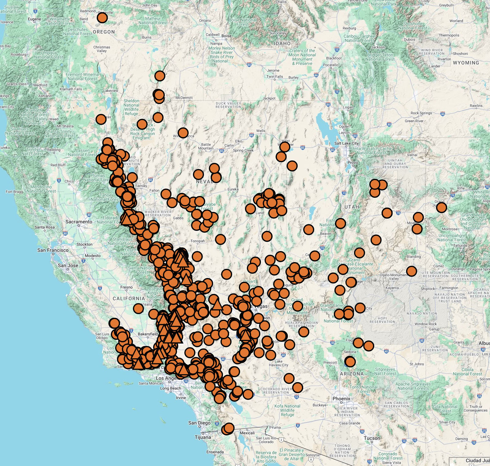 Ephedra viridis distribution map cch2