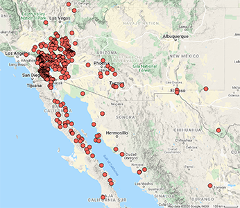 Krameria bicolor map: CCH2