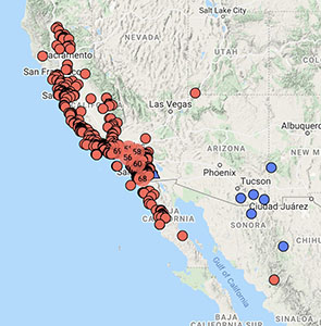 Platanus racemosa distribution map cch2