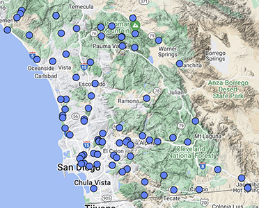 Sambucus mexicana distribution map CCH2 San Diego Co.