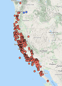 Toxicodendron diversilobum distribution map CCH2