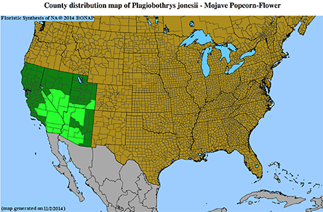 Distribution map1: Plagiobothrys jonesii